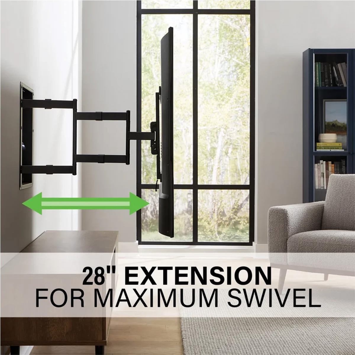 SANUS Recessed TV Wall Mount for 42"-85" Screens - Premium Full Motion TV Mount Tilts, Swivels & Extends For Optimal Views - Easy Install & Low Profile Design - VIWLF128-B2