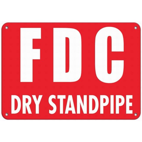 Safety Sign 8x12 Fdc Dry Standpipe Red Hazard Sign Fire Sign Warning Caution Tin Signs
