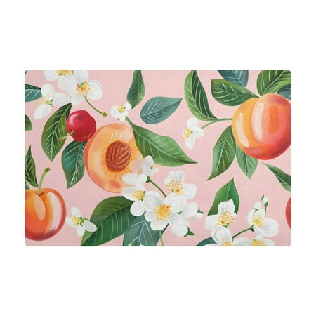 

Dish Drying Mat Microfiber Kitchen Dish Pad Counter Absorbent Drainer Rack 12 x18 Cherry Peach Apple Flower