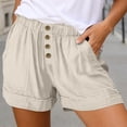 thumbnail image 7 of MAOQHI Pants for Womens Solid Color High Waist Loose Wide Leg Casual Shorts with Flat Button Front Pockets Short Trousers, 7 of 7