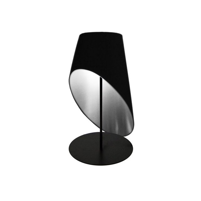 1 Light Slanted Tapered Drum Table Blk/Slv Shade