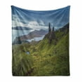 thumbnail image 1 of Scotland Soft Flannel Fleece Throw Blanket, Scottish Highlands Greenery and Lake Cloudscape Sea View Deserted Rural Area, Cozy Plush for Indoor and Outdoor Use, 70" x 90", Multicolor, by Ambesonne, 1 of 6