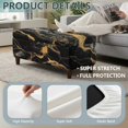 thumbnail image 5 of FOR U DESIGNS Black Gold Marble Print Flip-Top Storage Ottoman Slipcover Stretch Footstool Slipcover Washable Rectangle Foot Chest Cover with Elastic Band, Non-Slip Anti-Dust Stool Protector, 5 of 7
