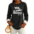 thumbnail image 4 of YanHoo Fleece Sweatshirt for Women Trendy Letter Print Crewneck Pullover Tops Fall Casual Loose Fit Sweatshirts, 4 of 7