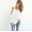 White, variant on Tralilbee New Fashion All-Match Long-Sleeved Women's Round Neck Ripped Long-Sleeved Shirt Loose Casual Sexy Wind Top T-Shirt