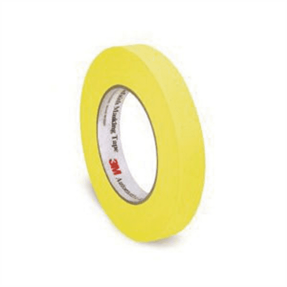 3M 06653 388N Automotive Refinishing Masking Tape, 55 m x 24 mm, 6.3 mil THK, Yellow, 388N