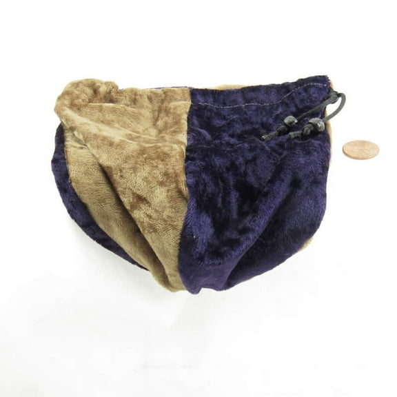 Velvet Purple and Lt Brown Dice and Gaming Bag 6 x 7 inches Wondertrail