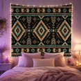 thumbnail image 2 of Diamond Geometric Pattern on Dark Woven Fabric, Moody Boho Style for Boho Decor Lovers, Southwestern Wall Decor, Housewarming Gift, Tapestry Wall Hanging for Bedroom and Dorm, 2 of 7