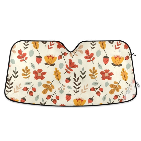 Leaves Flowers Acorn Car Windshield Sun Shade Foldable Car Front Window Visor Heat and UV Protection 57x31.5