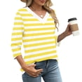 thumbnail image 2 of Jalioing 3/4 Sleeve Shirts for Women Casual Print V Neck Spring Summer Tees Tops Fashion Loose T Shirt Clothes, 2 of 9