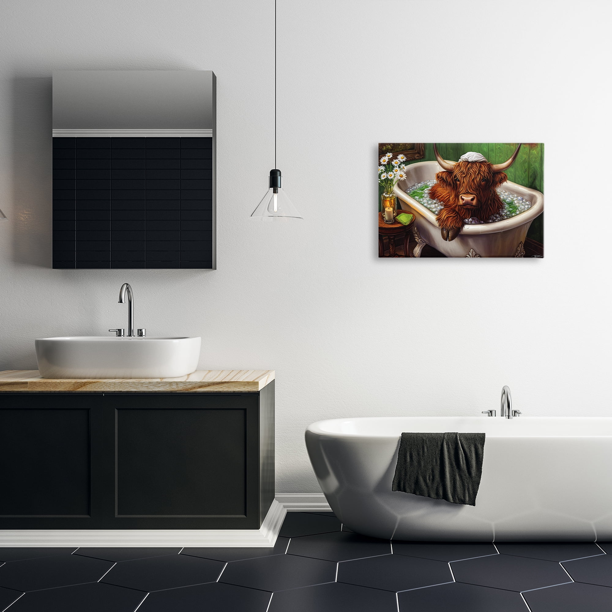 Highland in Candle Lit Bubble Bath Canvas Wall Art, design by Momart