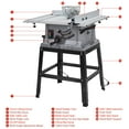 thumbnail image 4 of 1800W 10-Inch Professional Table Saw, 5000RPM Portable Jobside Table Saw with Stand & Push Stick for Woodworking Projects, Gray, 4 of 7