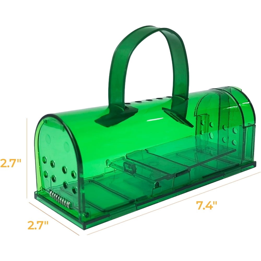 Large Humane Mouse Trap Indoor/Outdoor No See Kill 2 Pack - Mice Mouse Catcher for Home - Pet Safe Mousetrap Catch and Release - Green