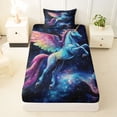 thumbnail image 3 of Aikeke Colorful Animal Unicorn Twin Sheets 3pcs, Cosmic Galaxy Bedding, Blue Black Pink,1 Fitted Sheet, 1 Flat Sheet and 1 Pillowcase, 3 of 5