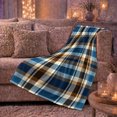 thumbnail image 6 of Blue Tartan Plaid Pattern, Festive Holiday Scene, Warm Flannel Blanket for Living Room and Family Room with Detailed Artwork, Art Lovers Thanksgiving Gift, Festive Home Decor, 6 of 9