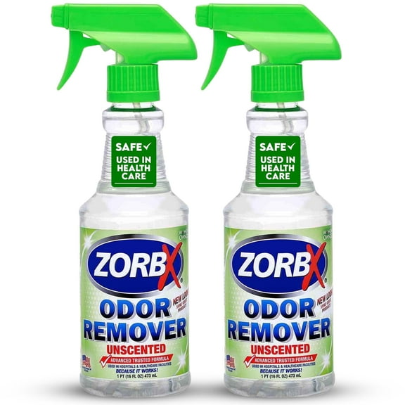 ZORBX Unscented Odor Eliminator Spray for Hospitals & Healthcare – Dog, Cat, Car & Carpet Deodorizer (16oz - Pack of 2)