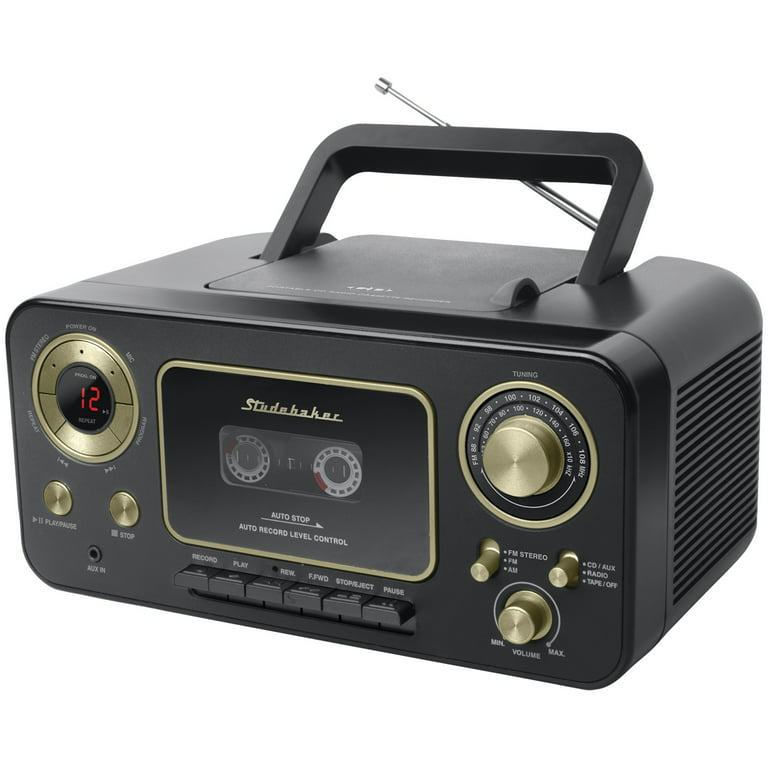 Hertogin Verzadigen Plenaire sessie Studebaker SB2135BG Portable Stereo CD Player with AM/FM Radio & Cassette  Player/Recorder (Black & Gold) - Walmart.com