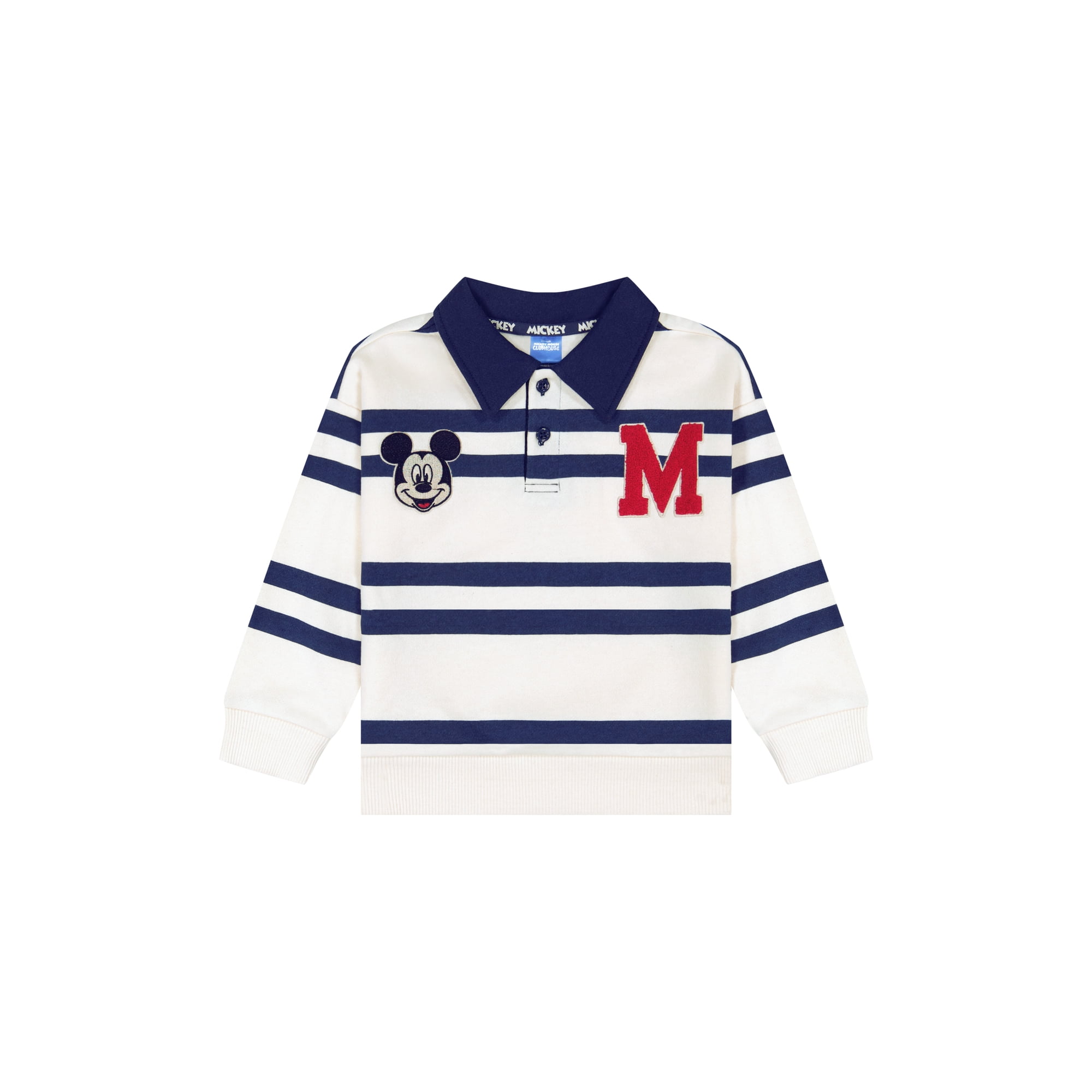 Mickey Mouse Toddler Boy Cream Long Sleeve Rugby Shirt, Sizes 12M-5T
