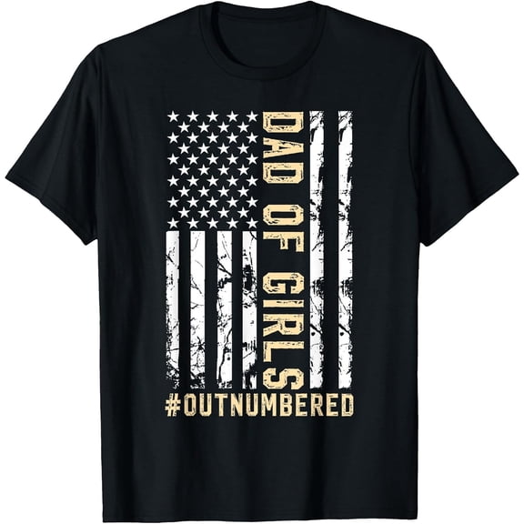 Father's Day Daddy & Dad of Girls Outnumbered T-Shirt, Comfortable Breathable Soft Tee, Men's 100% Cotton Graphic T-Shirt 180gsm