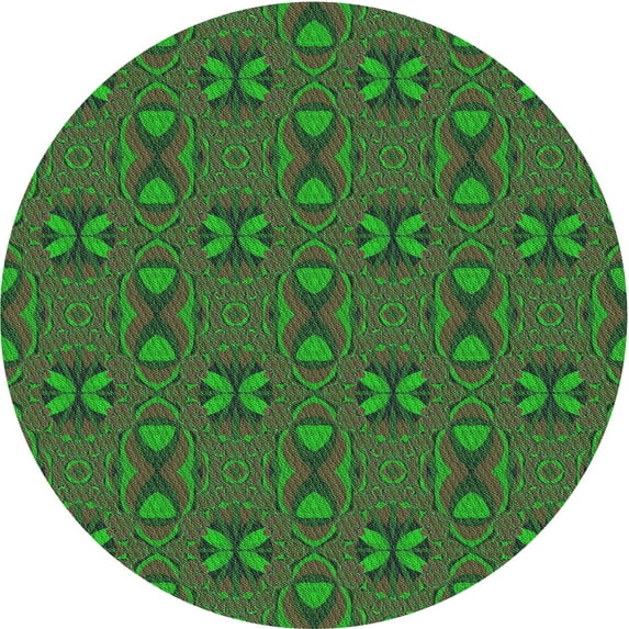 Ahgly Company Machine Washable Indoor Round Transitional Army Green Area Rugs, 7' Round