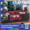 thumbnail image 5 of Uforic 70 inches Modern TV Stand with Light Strip, Storage Cabinets and Adjustable Partition, Black, 5 of 6