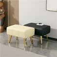 thumbnail image 4 of Modern Small Entryway Bench with Leather Cushion Metal Legs Shoe Rack Ottoman with Wood Frame for Entryway Living Room Solid Construction(Orange,60 cm), 4 of 7