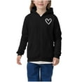 thumbnail image 4 of Trupants Girls Zip-Up Hoodie - 100% Polyester Soft Durable Hand-Drawn Heart Print Black Hooded Sweatshirt for Kids 4-12 Years,Size 11-12T, 4 of 8