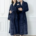 thumbnail image 2 of Long Robes for Women Mens Soft Plush Bath Robe Warm Bathrobes Comfy Full-length Nightgown Pajamas Sleepwear Housecoat Women Blue L, 2 of 7