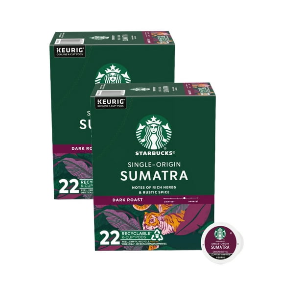 Starbucks Coffee Sumatra K Cups, Dark Roast, 44 Pods Total
