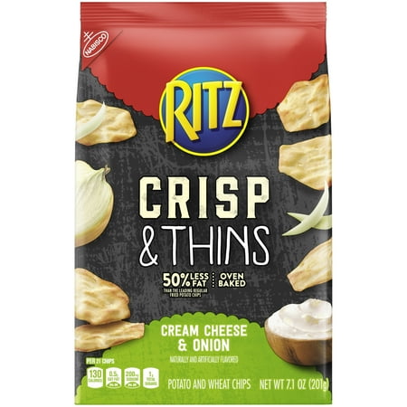 Gourmet Cheese Crisps - Nabisco Ritz Cream Cheese & Onion Oven-Baked Crisp & Thins Chips, 7.1 Oz.