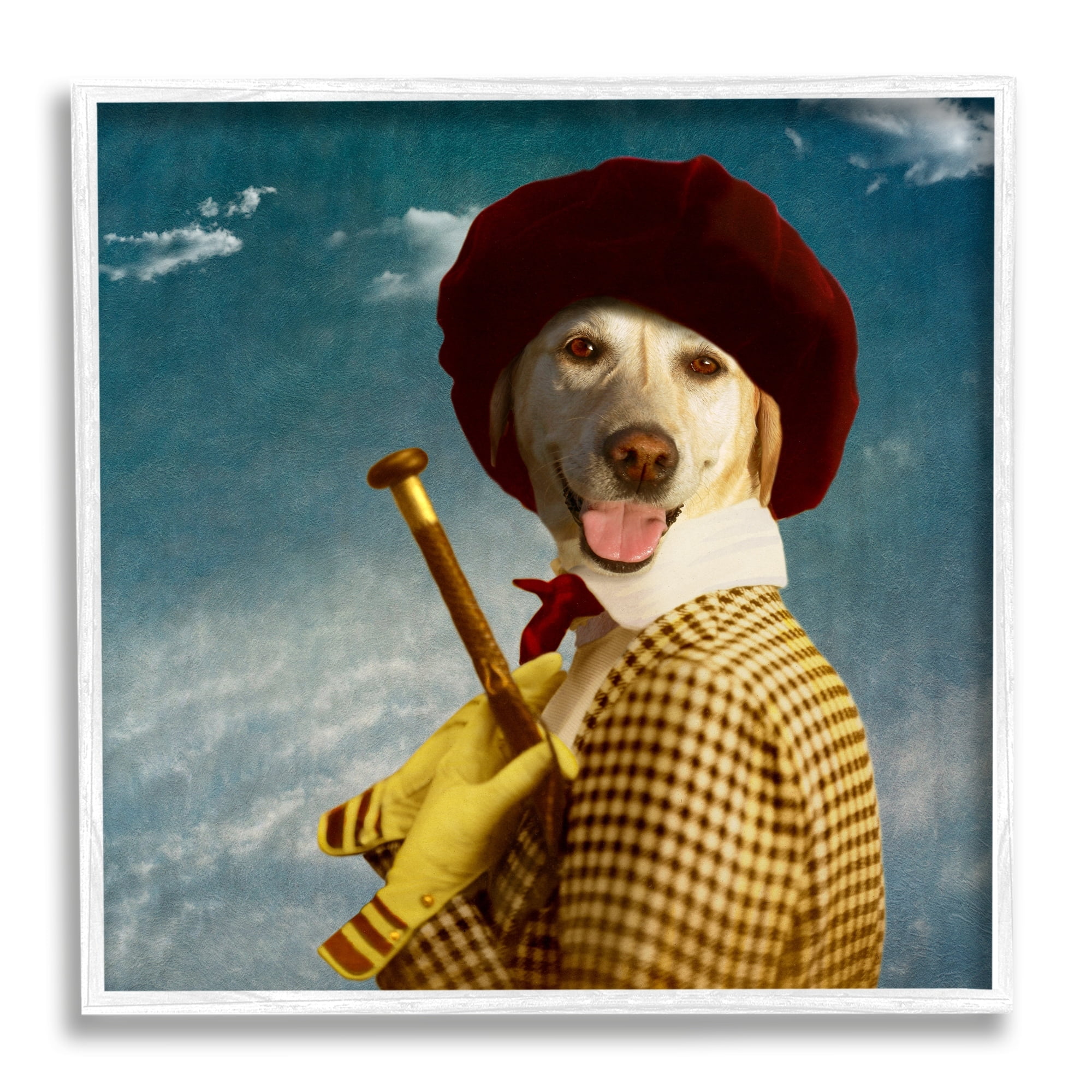 Stupell Industries Lab Dog Dressed Classic Style Clothing Patterned Coat Graphic Art White Framed Art Print Wall Art, Design by Martine Roch