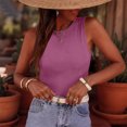 thumbnail image 7 of Sleeveless Tank Tops for Women Round Neck Ribbed Knit T Shirts Y2k Summer Fitted Going Out Shirts, S, 7 of 7