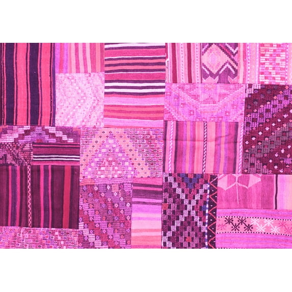 Ahgly Company Indoor Rectangle Patchwork Pink Transitional Area Rugs, 4' x 6'