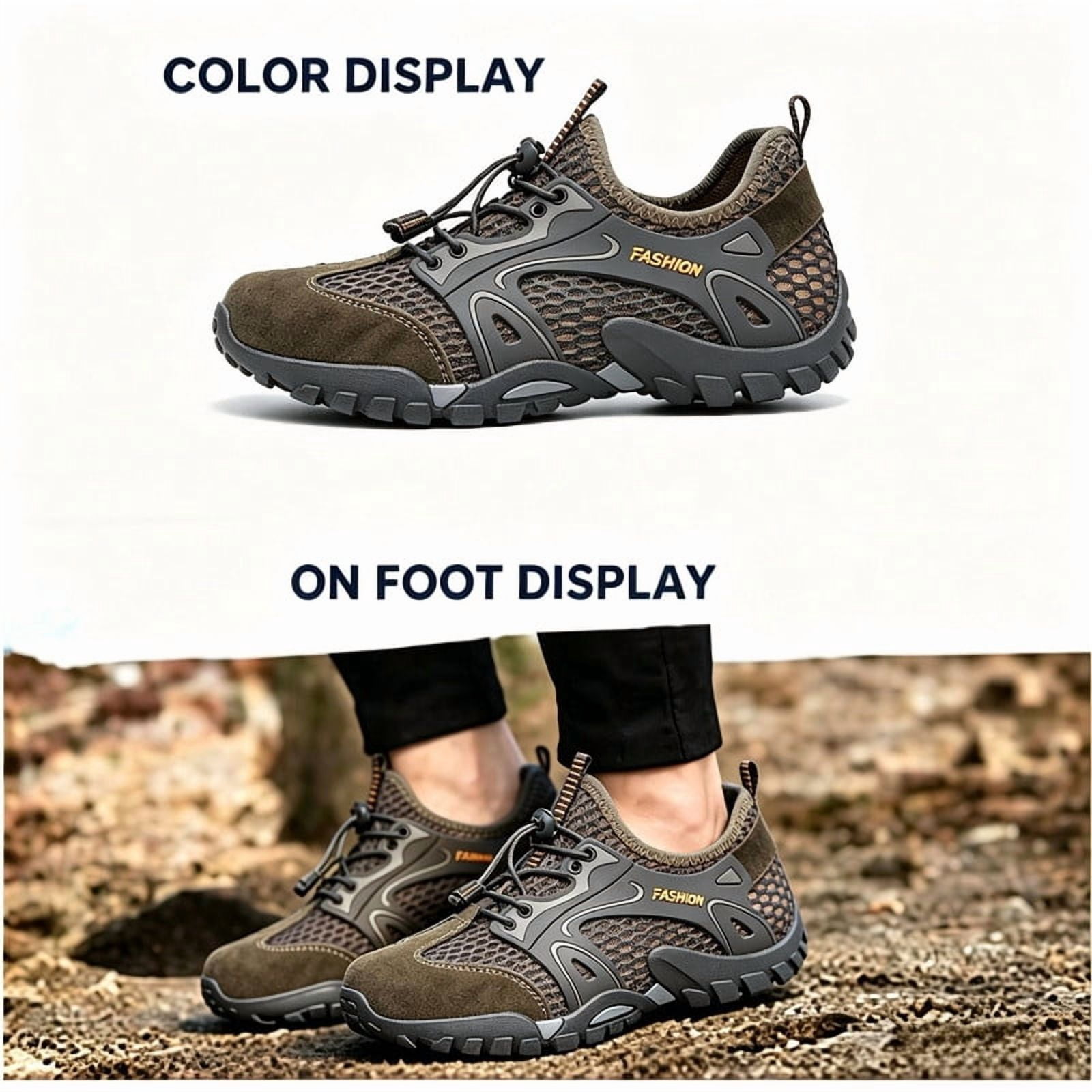 CHICVOMEY Comfortable Sneakers for Men Lightweight Breathable Slip-On Hiking Shoes Non-slip Wear Resistant Outdoor Sneakers Ideal for Summer Beach and Camping