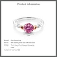 thumbnail image 6 of Gem Stone King 925 Silver and 10K Rose Gold Ring Round Pink Moissanite and Diamond White (1.23 Cttw, Size 9), 6 of 6