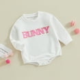 thumbnail image 2 of Bagilaanoe Newborn Baby Girl Easter Romper Sweatshirt Long Sleeve Bodysuits Letter Embroidery Pullover 3M 6M 12M 18M Infant Casual Tee Tops, 2 of 8