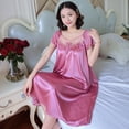 thumbnail image 3 of Camisones de satén de seda para mujer, ropa de dormir de encaje, Sexy pijama, lencería para el hogar, bata, ropa de estar por casa, 3 of 5