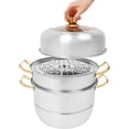 thumbnail image 5 of Dumpling Steamer 3 Tier Steamer, 9.8 inch Cooker with Gold Handles & Tempered Glass Lid for Vegetable, Dumpling, Stock, Sauce, Food, 5 of 9