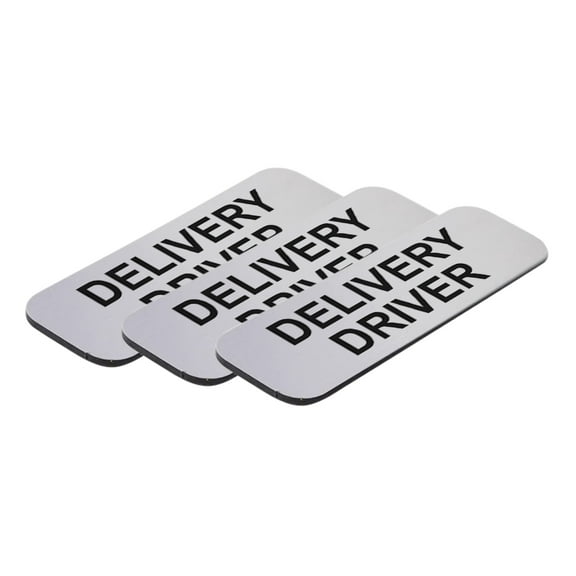 Delivery Driver 1 x 3" Name Tag/Badge, Silver, (3 Pack)