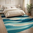 thumbnail image 3 of ODIKA 8'x10' Ultra-Soft Area Rug, Bathroom Nautical Compass Wave Border Decorative Ocean Funky None Washable, Bare feet friendly, Silk-Touch for Bedroom, Under Sectional, 3 of 7
