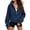Navy(ladies tops), variant on LUVDA Half Zip Pullover Hoodie for Women Thumb Hole Cuffs Soft Fleece Sweatshirt Loose Fit Casual Winter Top