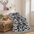 thumbnail image 2 of Halloween Blanket, Black White Checkered Plaid Pumpkin Bat Ghost Skull Halloween Throws Blankets, Spooky Webs Witch's Hat Soft Cozy Flannel Blanket for Sofa Couch Bed Decor, 50X60IN, 2 of 5