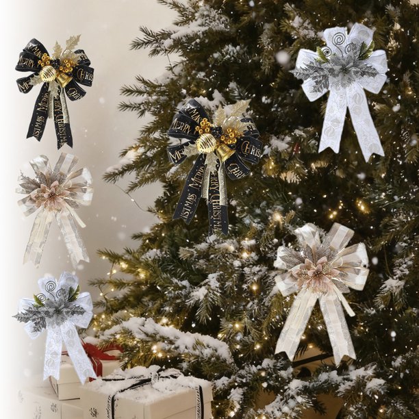Fabric bow Christmas pendant glutinous powder multi layer Christmas tree ornaments decoration high end scene layout props,Christmas tree decorations,glutinous powder ornaments,glittering snowflake
