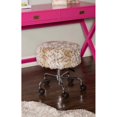 thumbnail image 4 of Linon Mallory Faux Fur Backless Metal Base Rolling Stool in Brown, 4 of 5