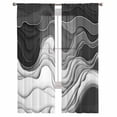 thumbnail image 2 of Black Grey Ombre Semi Sheer Curtains 72 Inch Length 2 Panels Set, Abstract Modern Geometric Moire Art Sheer Kitchen Curtain Privacy Voile Window Curtain for Living Room Bedroom Rod Pocket Drapes, 2 of 7