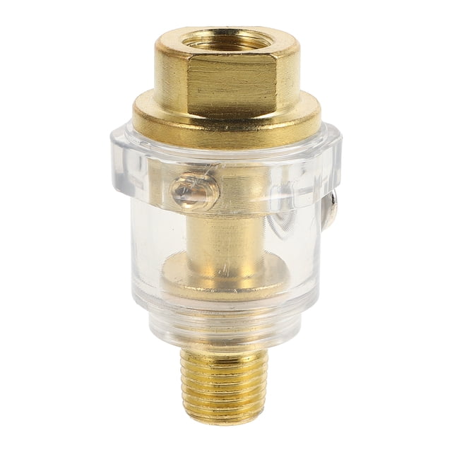 KAKOWELY 1/4 Inch Mini Oiler / Lubricator Automatic In-line Air Tool Oiler (Golden),2.28"X1.46"X1.46"