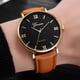 thumbnail image 3 of Reloj unisex para hombres y mujeres Reloj de pulsera con esfera de vidrio redondo y correa de PU de cuarzo (marrón, dorado y negro), 3 of 6
