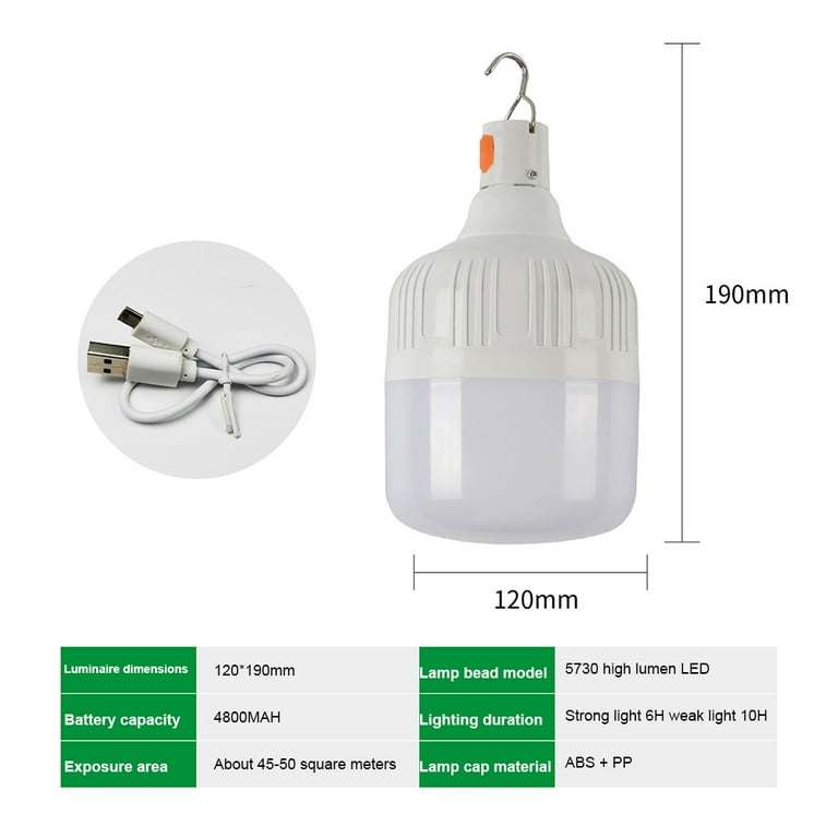 Outdoor USB Rechargeable LED Lamp Bulbs High Brightness Emergency Light  Hook Up Camping Fishing Portable Lantern