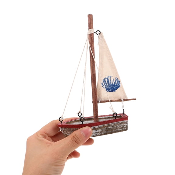 Wood Sailboat Decor: Tabletop Nautical Decor - Wooden Sailing Ship Figurine - Sailboat Model for Marine Seaside Table Centerpiece Graduation Party 6.5"x4"