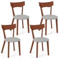 Costway Wooden Armless Dining Chair Set of 4 with Rubber Wood Legs Padded Seat Cushion